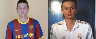 David (L with Barcelona) and Dorian (R with Real Madrid); photo: fcbarcelonanoticias.com